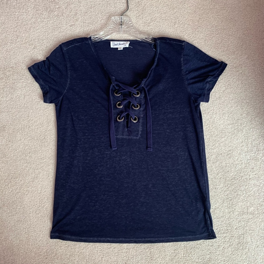 Navy blue strappy v neck
